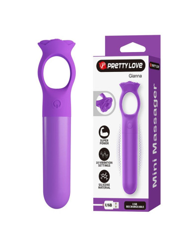 PRETTY LOVE GIANA RECHARGEABLE MINI VIBRATOR MASSAGER PURPLE