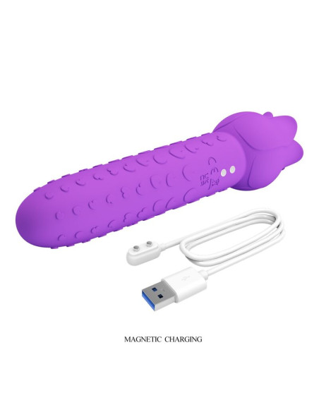 PRETTY LOVE DANNELL RECHARGEABLE ORAL AND CLITORAL STIMULATOR VIBRATOR PURPLE