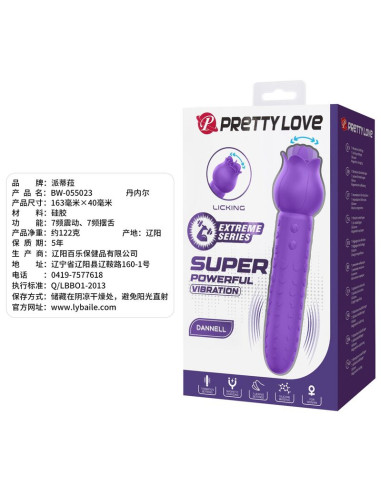 PRETTY LOVE DANNELL RECHARGEABLE ORAL AND CLITORAL STIMULATOR VIBRATOR PURPLE