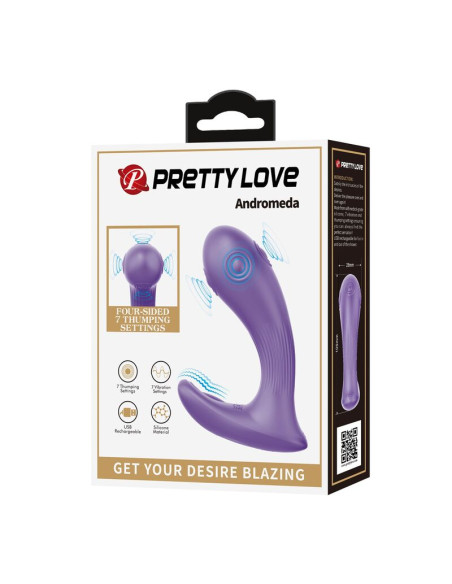 PRETTY LOVE ANDROMEDA RECHARGEABLE DUAL STIMULATION VIBRATOR PURPLE