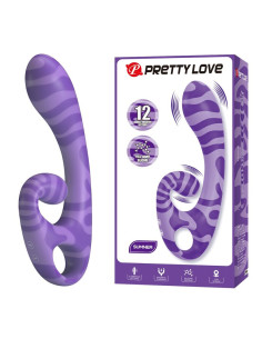 PRETTY LOVE SUMMER DOUBLE ENDED VIBRATOR WITH HANDLE 19 CM O 35 CM PURPLE