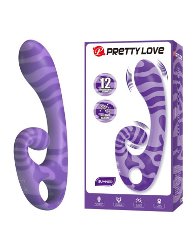 PRETTY LOVE SUMMER DOUBLE ENDED VIBRATOR WITH HANDLE 19 CM O 35 CM PURPLE