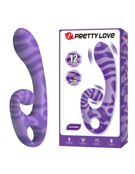 PRETTY LOVE SUMMER DOUBLE ENDED VIBRATOR WITH HANDLE 19 CM O 35 CM PURPLE