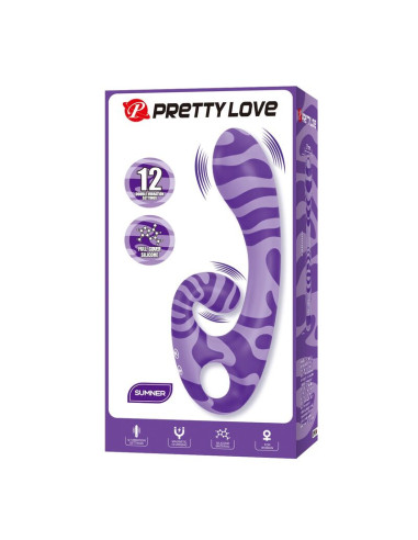 PRETTY LOVE SUMMER DOUBLE ENDED VIBRATOR WITH HANDLE 19 CM O 35 CM PURPLE