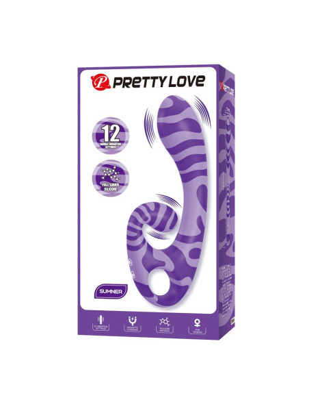 PRETTY LOVE SUMMER DOUBLE ENDED VIBRATOR WITH HANDLE 19 CM O 35 CM PURPLE