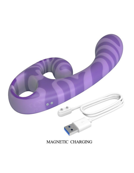 PRETTY LOVE SUMMER DOUBLE ENDED VIBRATOR WITH HANDLE 19 CM O 35 CM PURPLE
