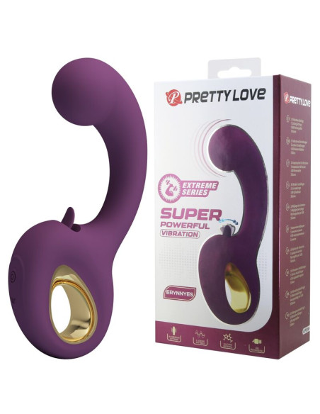PRETTY LOVE BRYNNLEE RECHARGEABLE VIBRATOR WITH ORAL STIMULATOR 10 VIBRATIONS 5 LICKING FUNCTIONS PURPLE