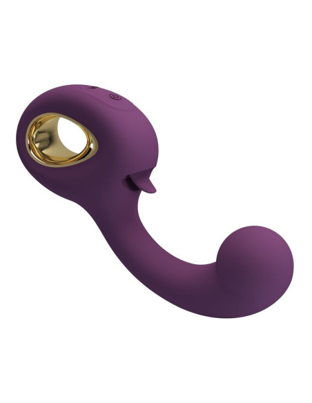 PRETTY LOVE BRYNNLEE RECHARGEABLE VIBRATOR WITH ORAL STIMULATOR 10 VIBRATIONS 5 LICKING FUNCTIONS PURPLE