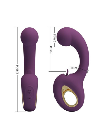 PRETTY LOVE BRYNNLEE RECHARGEABLE VIBRATOR WITH ORAL STIMULATOR 10 VIBRATIONS 5 LICKING FUNCTIONS PURPLE