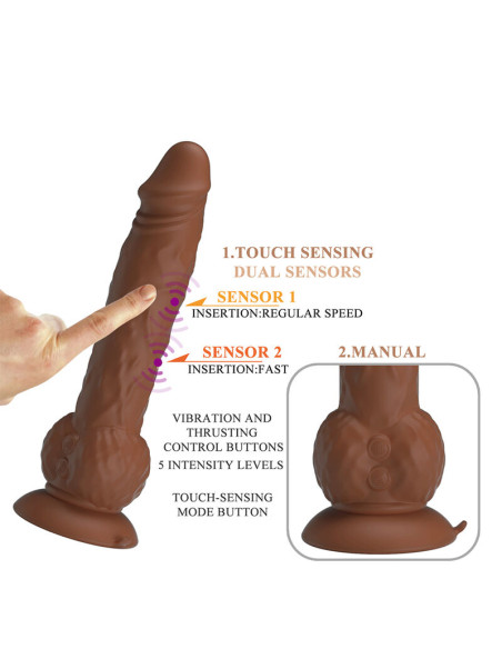PRETTY LOVE EREN THRUSTING VIBRATING DILDO 205 CM O 45 CM BROWN
