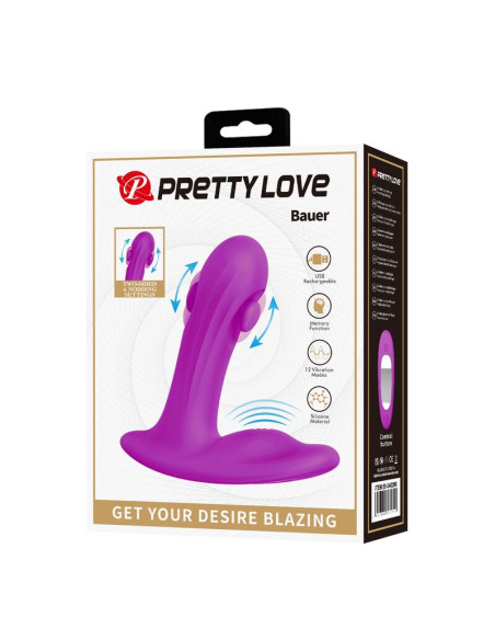 PRETTY LOVE BAUER RECHARGEABLE PROSTATE MASSAGER 12 MODES PURPLE