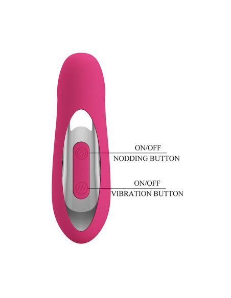 PRETTY LOVE DUDEN RECHARGEABLE SILICONE VIBRATOR 12 VIBRATION MODES AND 3 ROCKING MODES PINK