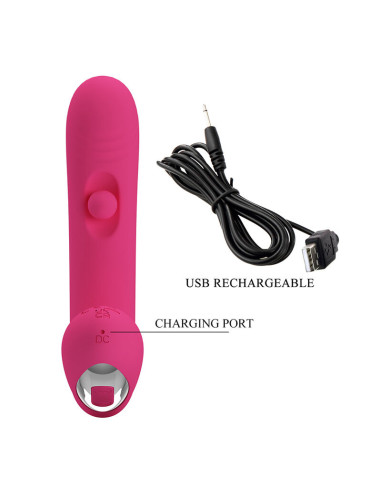 PRETTY LOVE DUDEN RECHARGEABLE SILICONE VIBRATOR 12 VIBRATION MODES AND 3 ROCKING MODES PINK