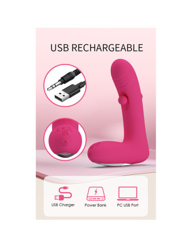 PRETTY LOVE DUDEN RECHARGEABLE SILICONE VIBRATOR 12 VIBRATION MODES AND 3 ROCKING MODES PINK