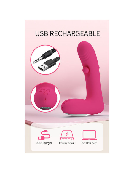 PRETTY LOVE DUDEN RECHARGEABLE SILICONE VIBRATOR 12 VIBRATION MODES AND 3 ROCKING MODES PINK