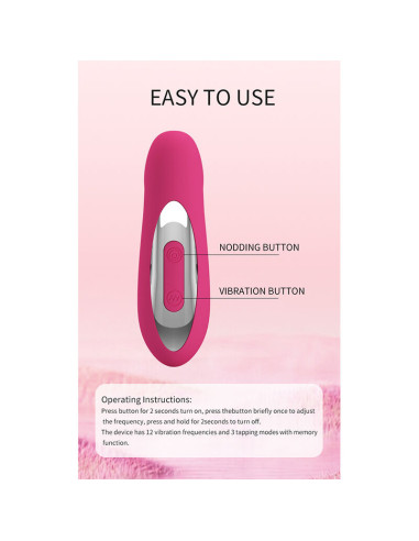 PRETTY LOVE DUDEN RECHARGEABLE SILICONE VIBRATOR 12 VIBRATION MODES AND 3 ROCKING MODES PINK