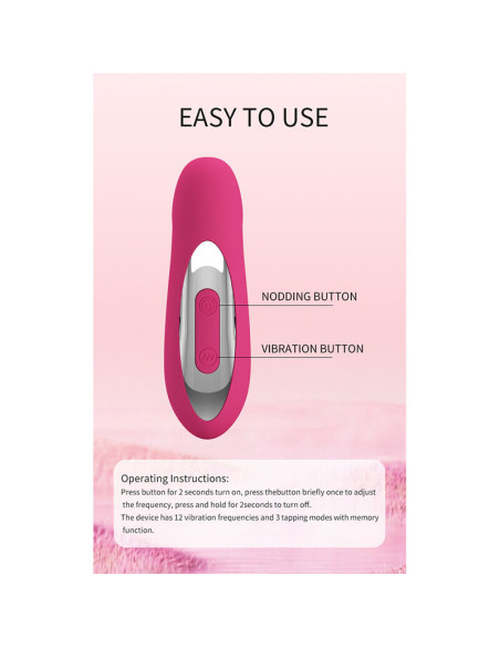 PRETTY LOVE DUDEN RECHARGEABLE SILICONE VIBRATOR 12 VIBRATION MODES AND 3 ROCKING MODES PINK