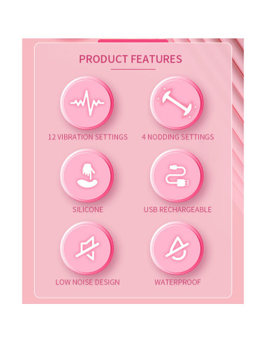 PRETTY LOVE DUDEN RECHARGEABLE SILICONE VIBRATOR 12 VIBRATION MODES AND 3 ROCKING MODES PINK