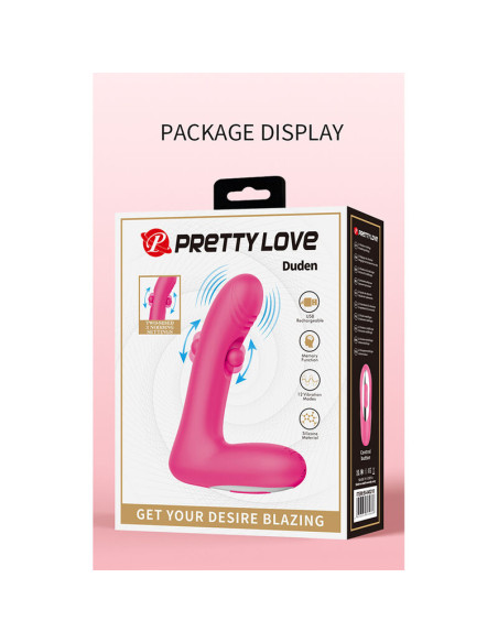 PRETTY LOVE DUDEN RECHARGEABLE SILICONE VIBRATOR 12 VIBRATION MODES AND 3 ROCKING MODES PINK