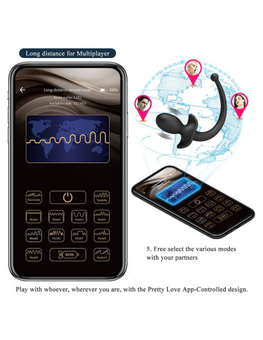 PRETTY LOVE ANTHONY APP CONTROL ANAL AND PERINEUM VIBRATOR BLACK