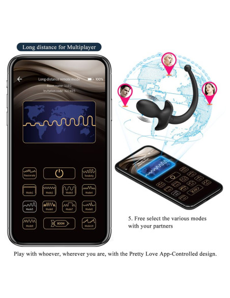 PRETTY LOVE ANTHONY APP CONTROL ANAL AND PERINEUM VIBRATOR BLACK