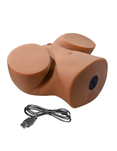 CRAZY BULL REALISTIC FEMALE TORSO MASTURBATOR DUAL ENTRY WITH VIBRATION AND SUCTION NATURAL COLOR