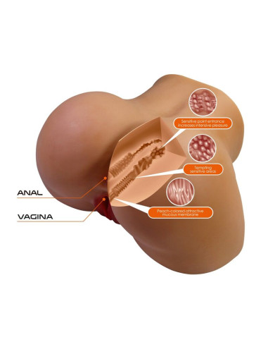 CRAZY BULL REALISTIC FEMALE TORSO MASTURBATOR DUAL ENTRY WITH VIBRATION AND SUCTION NATURAL COLOR