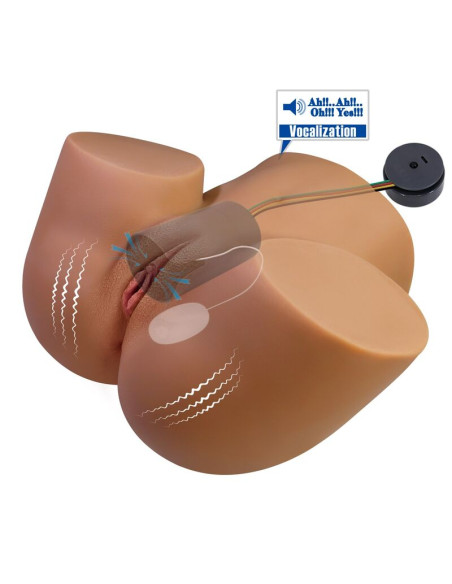 CRAZY BULL REALISTIC FEMALE TORSO MASTURBATOR DUAL ENTRY WITH VIBRATION AND SUCTION NATURAL COLOR