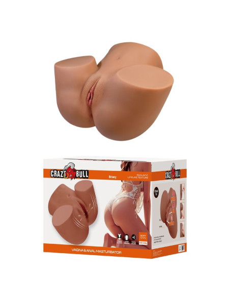 CRAZY BULL REALISTIC FEMALE TORSO MASTURBATOR DUAL ENTRY WITH VIBRATION AND SUCTION NATURAL COLOR