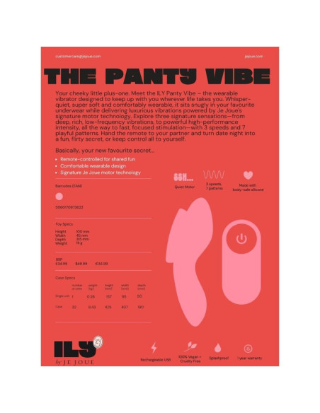 JE JOUE ILY PANTY VIBE REMOTE CONTROL INTIMATE VIBRATOR