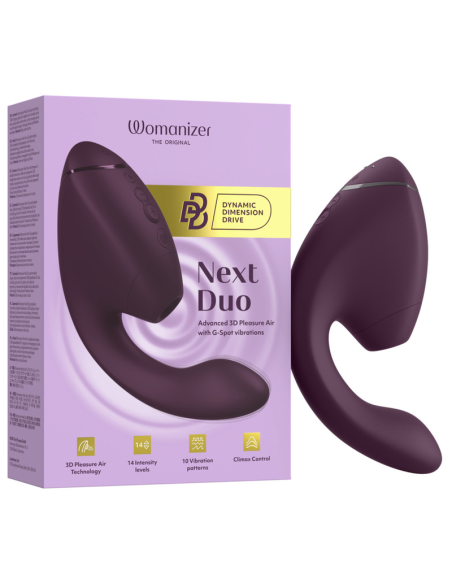 WOMANIZER DUO NEXT DUAL CLITORAL G SPOT STIMULATOR DARK PURPLE