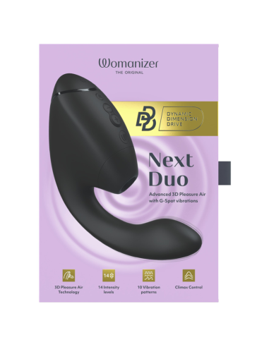 WOMANIZER DUO NEXT DUAL CLITORAL G SPOT STIMULATOR BLACK