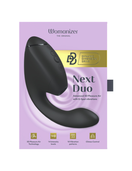 WOMANIZER DUO NEXT DUAL CLITORAL G SPOT STIMULATOR BLACK