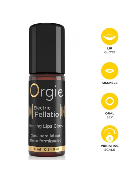 ORGIE ELECTRIC FELLATIO VIBRATING TINGLING LIP GLOSS 10 ML