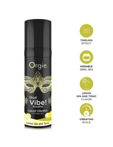 ORGIE DUAL VIBE LEMON GIN AND TONIC KISSABLE LIQUID VIBRATOR 15 ML