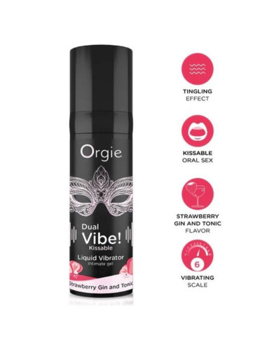 ORGIE DUAL VIBE STRAWBERRY GIN AND TONIC KISSABLE LIQUID VIBRATOR 15 ML