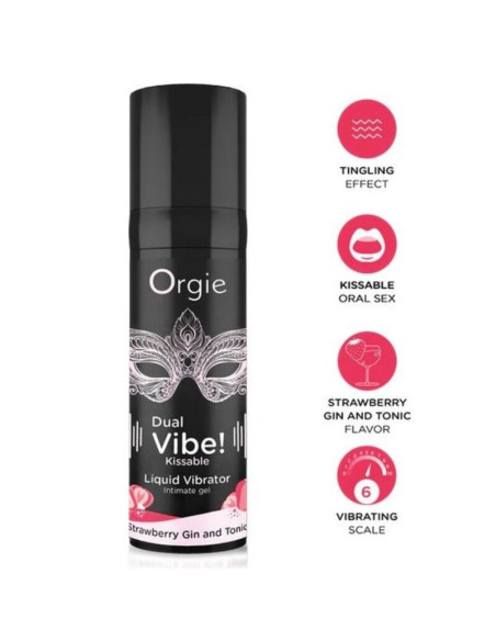 ORGIE DUAL VIBE STRAWBERRY GIN AND TONIC KISSABLE LIQUID VIBRATOR 15 ML