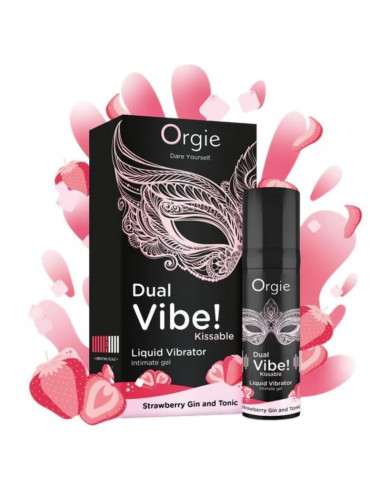 ORGIE DUAL VIBE STRAWBERRY GIN AND TONIC KISSABLE LIQUID VIBRATOR 15 ML