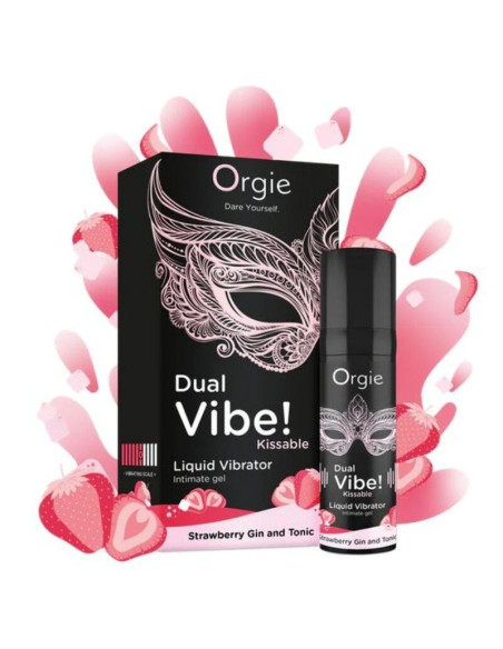 ORGIE DUAL VIBE STRAWBERRY GIN AND TONIC KISSABLE LIQUID VIBRATOR 15 ML