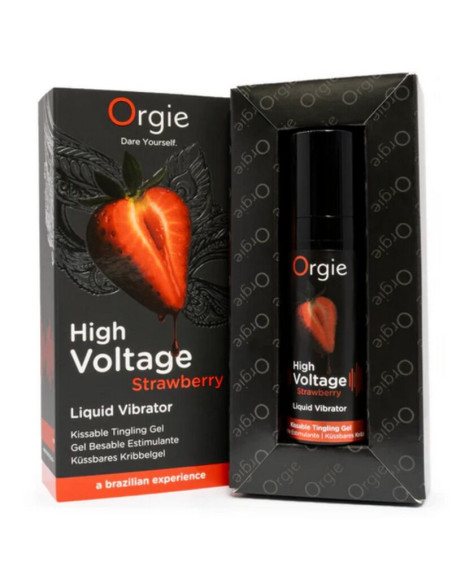 ORGIE HIGH VOLTAGE STRAWBERRY EXTRA STRONG KISSABLE LIQUID VIBRATOR 15 ML