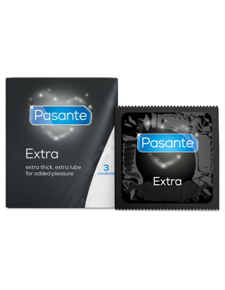 PASANTE EXTRA EXTRA THICK CONDOMS WITH ADDITIONAL LUBRICATION 3 PACK