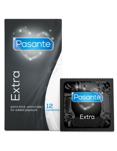 PASANTE EXTRA EXTRA THICK CONDOMS WITH ADDITIONAL LUBRICATION 12 PACK