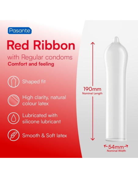 PASANTE RED RIBBON NATURELLE SHAPED FIT CONDOMS 54 MM 144 UNITS
