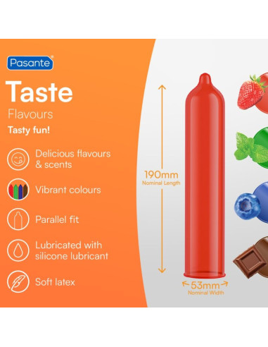 PASANTE CONDOMS FLAVOR STRAWBERRY BAG 144 UNITS
