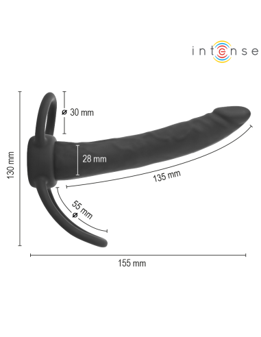 INTENSE LUCAS ANAL DILDO WITH COCK AND TESTICLE RING SILICONE
