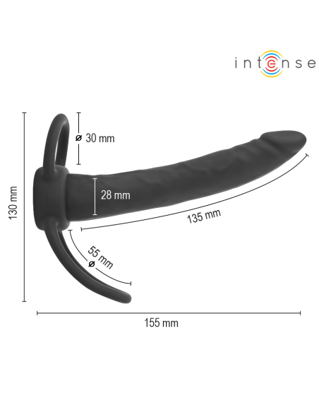INTENSE LUCAS ANAL DILDO WITH COCK AND TESTICLE RING SILICONE