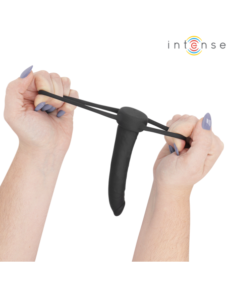 INTENSE LUCAS ANAL DILDO WITH COCK AND TESTICLE RING SILICONE