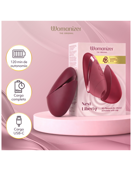 WOMANIZER NEXT LIBERTY 3D PLEASURE AIR CLITORAL STIMULATOR BORDEAUX