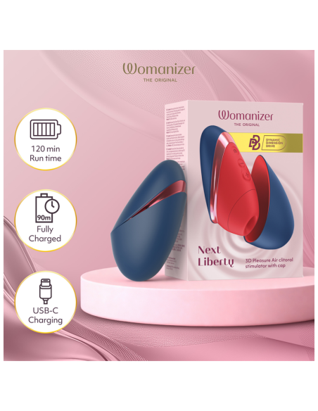 WOMANIZER NEXT LIBERTY 3D PLEASURE AIR CLITORAL STIMULATOR BLUE RED