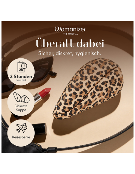WOMANIZER LIBERTY 2 SUCTION CLITORAL STIMULATOR 8 INTENSITY LEVELS LEOPARD PRINT